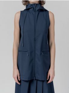 Y-3 CLASSIC REFINED WOOL STRETCH HOODED VEST